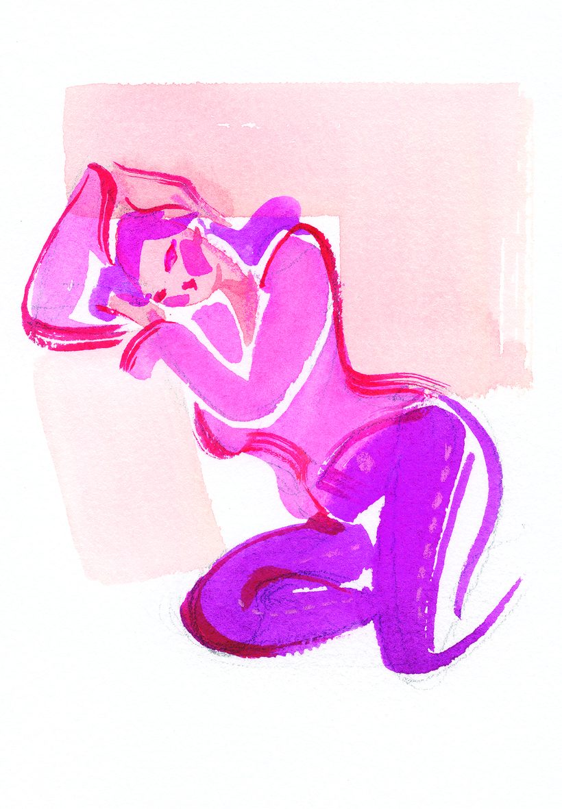 Hot girl shit, a watercolour illustration by Lihuà from the Daydreams collection.