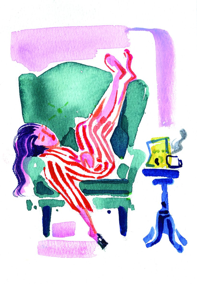Swipe and stripe, a watercolour illustration by Lihuà from the Daydreams collection.