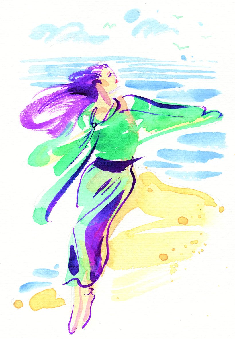 Colours of the wind, a watercolour illustration by Lihuà from the Daydreams collection.