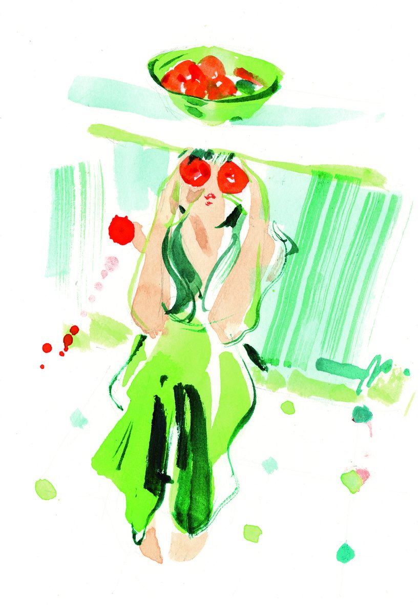 Asereje Tomates, a watercolour illustration by Lihuà from the Daydreams collection.