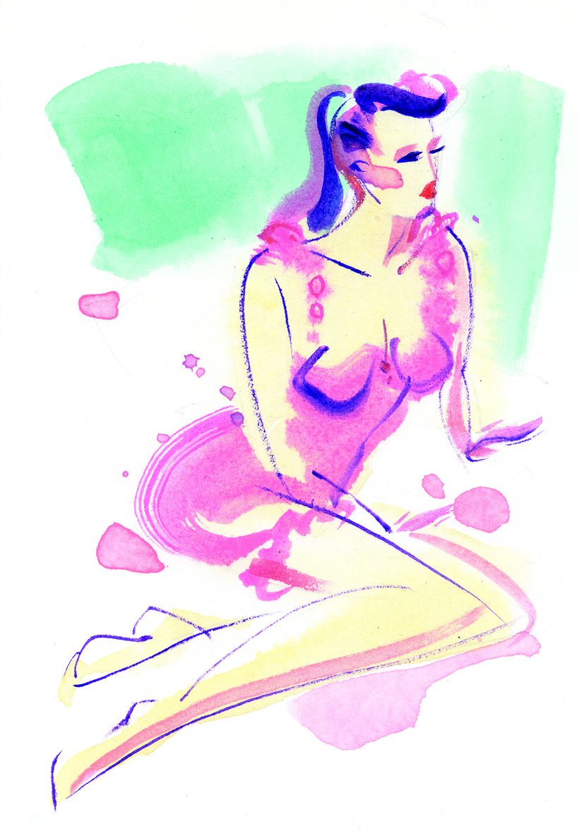 I ponder, a watercolour illustration by Lihuà from the Daydreams collection.