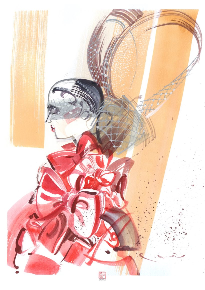 Identity & Diversity — Ribbon, a watercolour fashion illustration from Lihuà's Strokes of Fashion series.